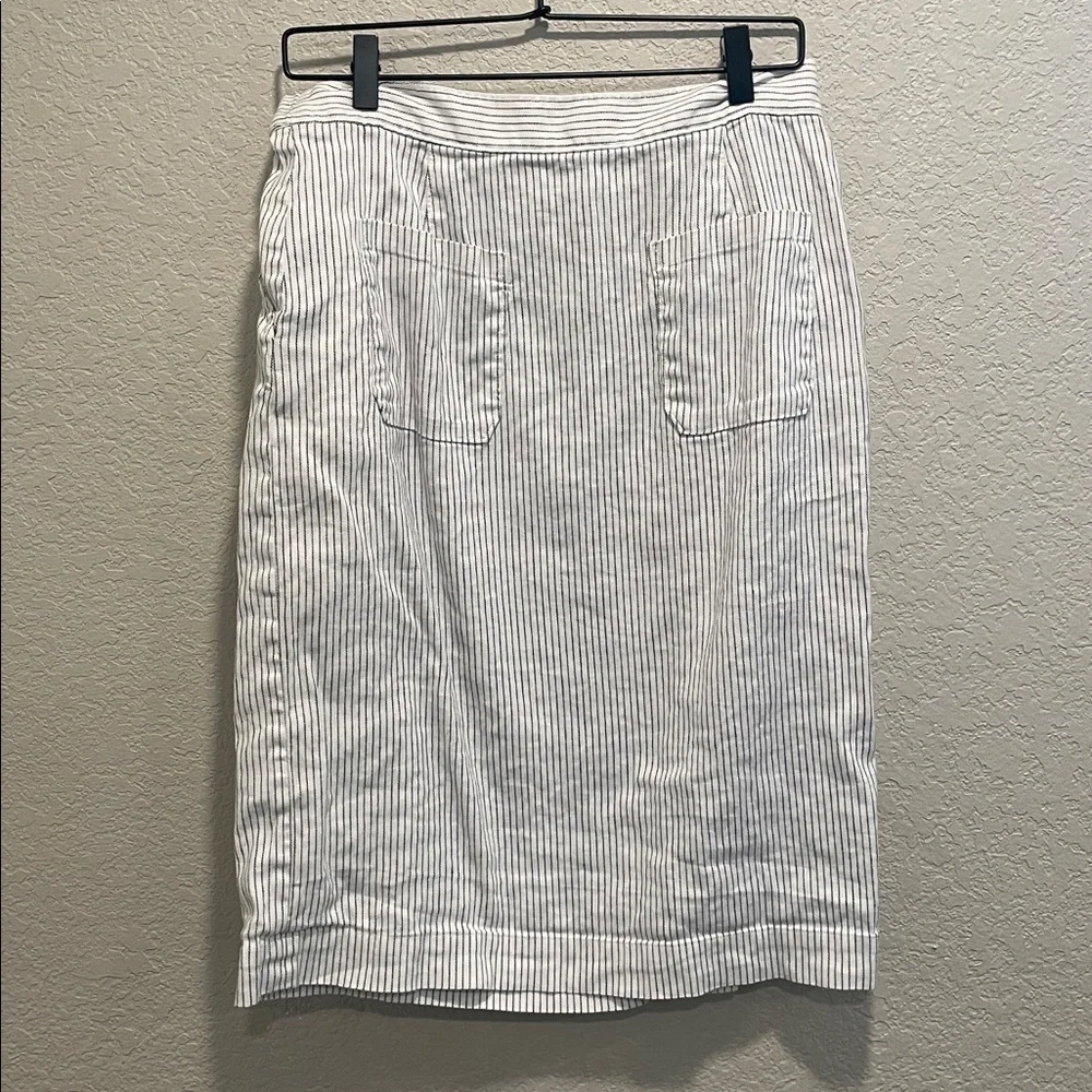 Banana Republic Striped Linen Wrap Pencil Skirt Size 10 - Picture 8 of 9